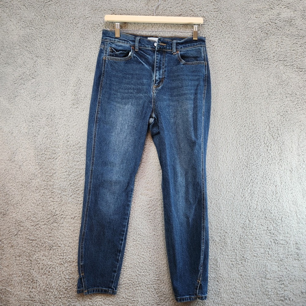 Cello Jeans Women's 9 (Fits 29x27) Medium Wash High-Rise Skinny Leg Slit Hem